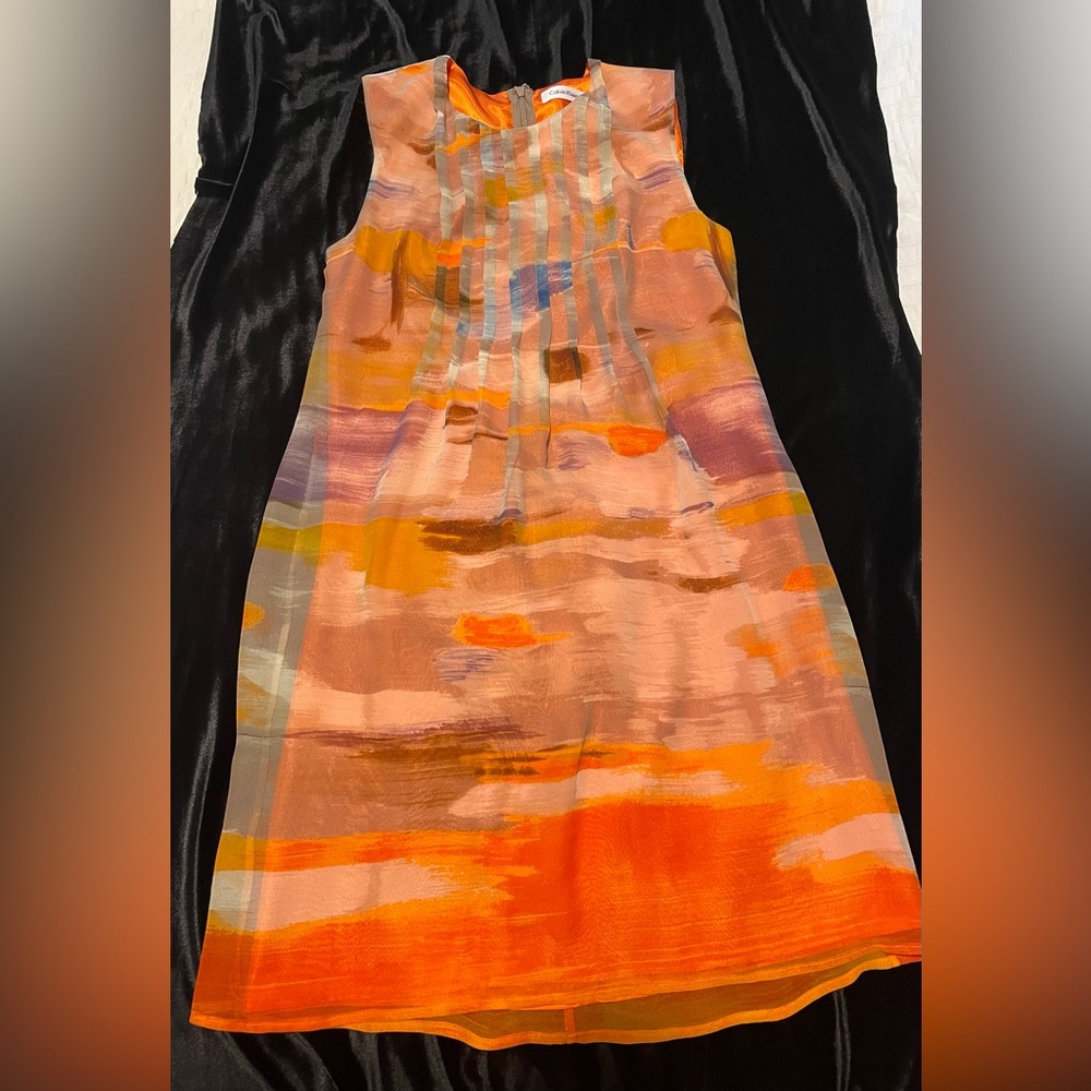 Calvin Klein Orange and Beige Dress